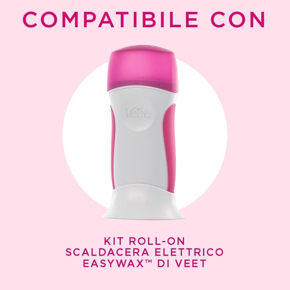 3x Veet EasyWax Roll-On Gambe e Corpo per Pelli Sensibili con Olio di Mandorle Idratante Ricarica per Scaldacera Elettrico Easy Wax - 3 Ricariche da 50ml