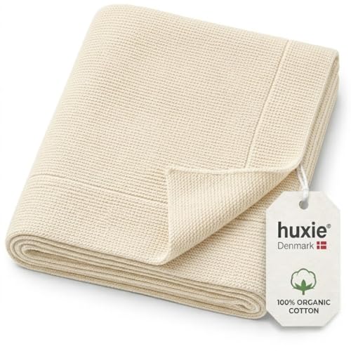 Image of 100% Organic Cotton Knit Receiving Baby Blanket for Newborns - Soft, Breathable Blanket for Crib & Stroller - Nursery Gift (Ultra Soft Ivory)