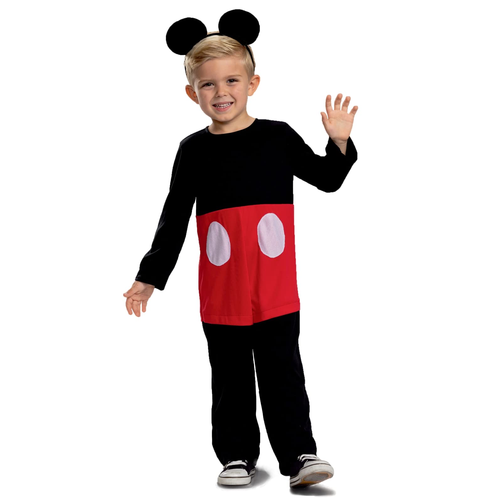 Disney Mickey - Disfraz Mickey Mouse Oficial - Incluye Disfraz y Diadema con orejas – Tallas Disponibles XS, S - Para Niños de 2 a 6 Años
