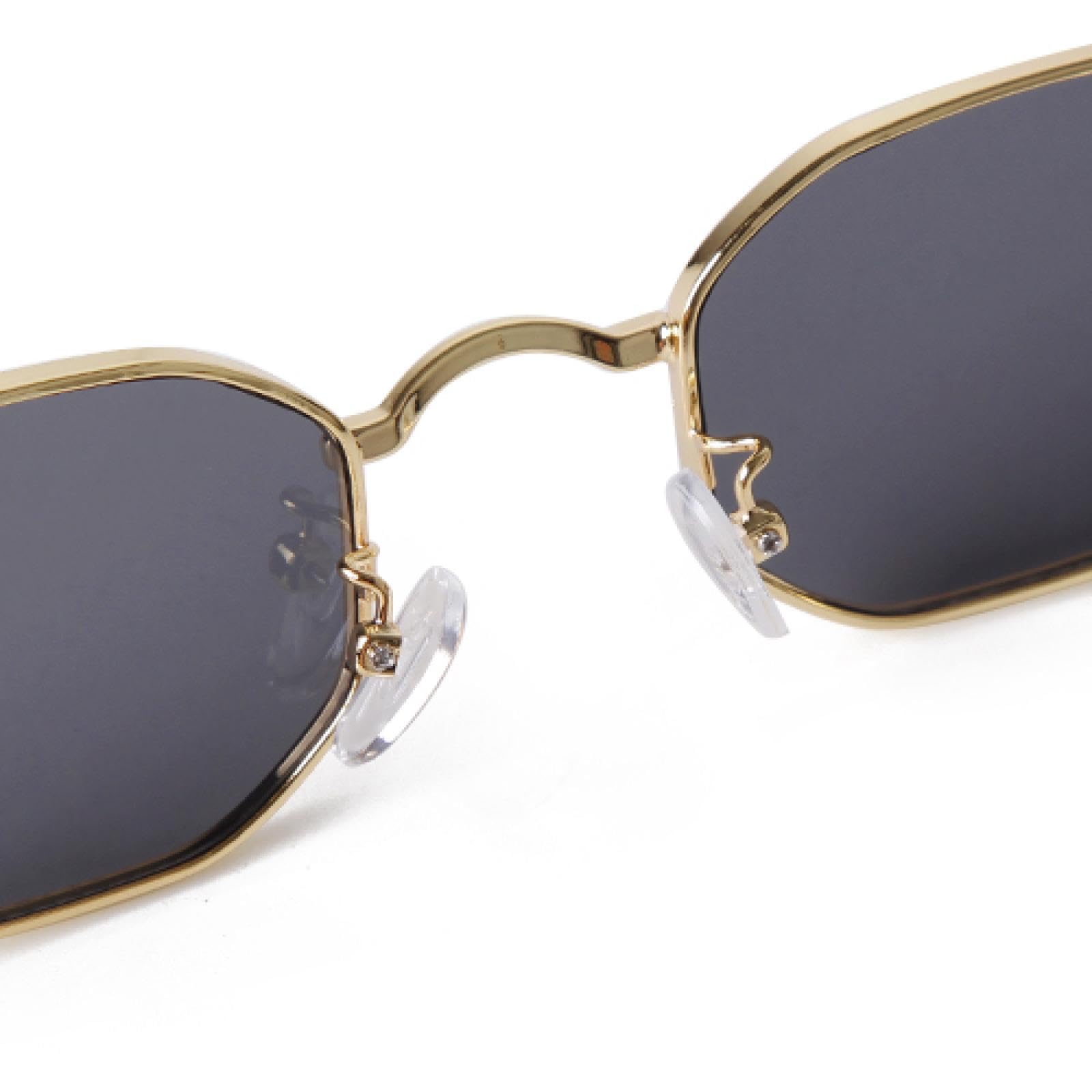 Occhiali da sole da donna rettangolari classici alla moda con lenti blu, montatura in metallo, uomo, UV donna
