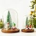 ZEERSHEE 2pcs Glass Display Dome Cloche with Wooden Base for Home Wedding Party Decor (3.9 x 5.1in/5.7 x 6.9in)