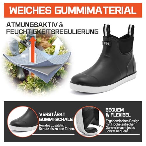 zaxunai Gummistiefel Herren Halbhoch Wasserdicht, Gefüttert Protective Anti-Rutsch Stiefeletten, Grundlegend PVC Chelsea-Stiefel
