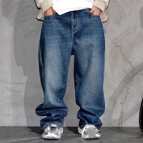 Men’S Vintage Fleece Lined Loose Fit Baggy Denim Cargo Pants Button Fly Heavyweight Distressed Skateboard Warm Wear3
