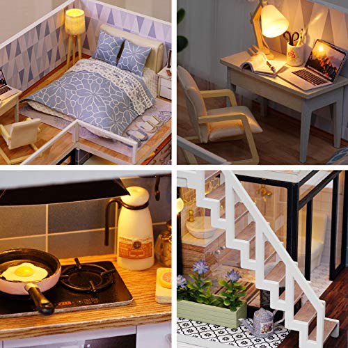 Cuteefun DIY Miniatur Puppenhaus Kit zum BAU Miniatur Haus mit Musik Staubschutz und Möbeln Selber Bauen Kreative… – Bild 5