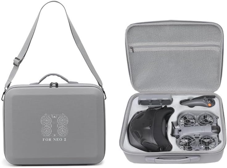 DJI Neo 2用 防水収納ケース、ゴーグル N3/RC Motion 3対応、耐衝撃保護キャリーバッグ、旅行用ポータブル (グレー)