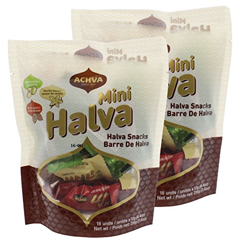 Achva Kosher Vanilla, Cocoa Beans, and Pistachio Mini Halva Bars Snack Bag 18ct