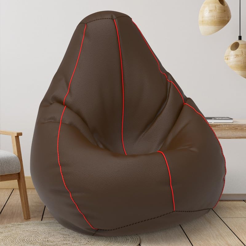 Image of Biggie Bean Bag with Beans Filled 6XL- Official: Bailey & Bakers Bean Bags - Max User Height : 6-6.5 Ft. - Weight : 99-110 Kgs(Model: Brown Red)