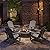 Mdeam Folding Adirondack Chair with Retractable Ottoman, HDPE All-Weather Fire Pit Chair with 2 Cup Holders, Outdoor Chair for Deck Patio Garden Backyard Lawn (Grey)