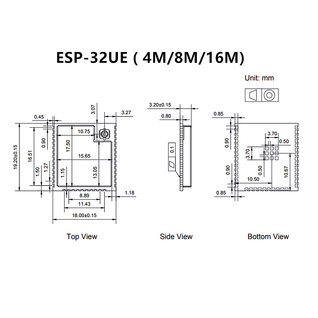 Lubeby Smart ESP-WROOM-32UE 4GHz 4M 8M 16M IPEX Antenna Bluetooth and WiFi Low Power Module ESP32UE