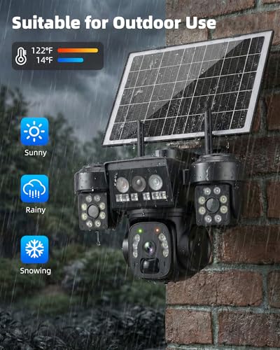 KEPEAK Solar Security Camera Outdoor Wireless, Triple Lens Security Camera Outdoor, Bullet & PTZ Camera with PIR Motion Detection, Color Night Vision, 2-Way Talk, Battery Powered