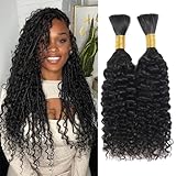 Human Braiding Hair Curly Bulk Human Hair for Braiding No Weft Human Hair Bundles for Braiding Wet and Wavy Human Hair Braiding Hair for Boho Box Braids 100g Per Pack CNZZJX