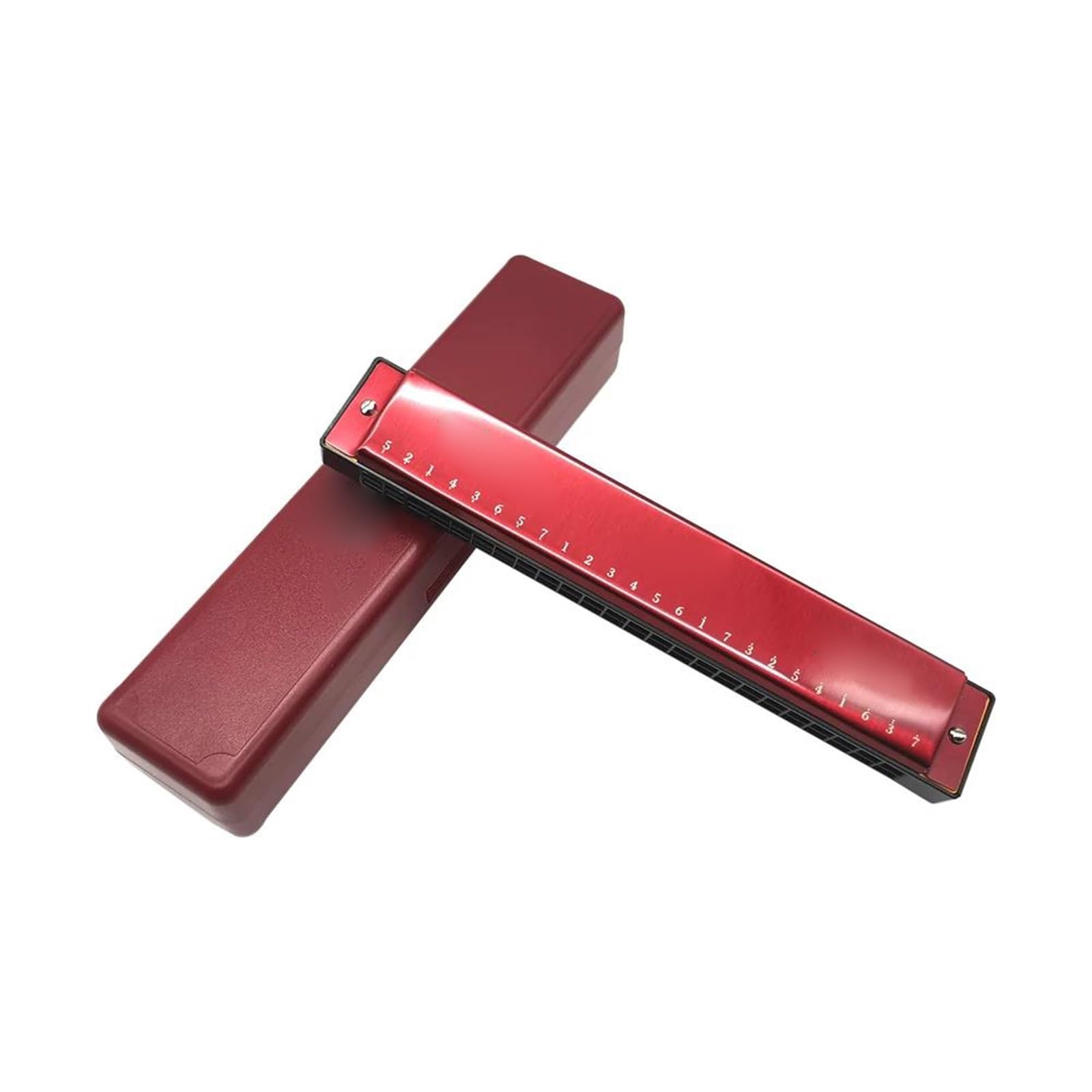 Armonica Blues Blues Armonica Tremolo Chiave C A 24 Fori | Armonica Tremolo a 24 fori con chiave C, da principiante a professionista per adulti Blues(Red)