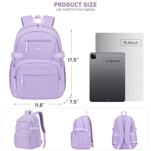 Image of WINDARS Backpack for School Girls, Cute High School Backpacks for Teens Women Student Large Bookbag 15.6 Inch Laptop Bag with USB Charger Port for College Work Travel Trip (Purple)