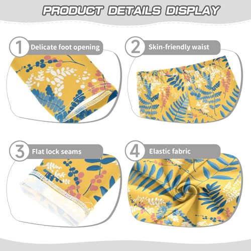 KLL Ferns Vintage Botanical Saffron Little Girls Legging Casual High Waisted Yoga Pants Exercise3