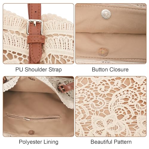 Peicees pequeño bolso de hombro con cinta de encaje para mujer miniatura 5