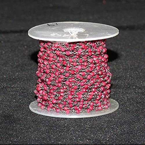 Chaîne rubis 3mm rosier argent noirci LKBEADS pour création bijoux