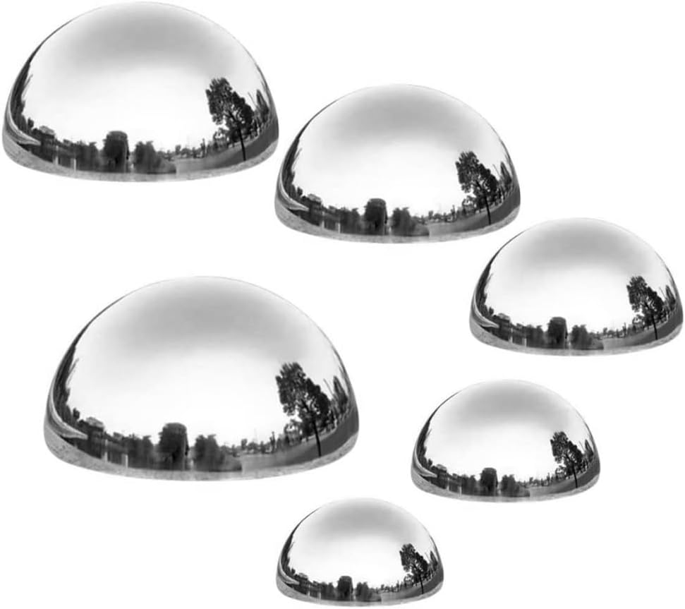 MERRYHAPY 6Pcs Stainless Steel Mirror Surface Garden Hemisphere Balls Hollow Gazing Globes Outdoor Lawn Reflective Decor Sphere