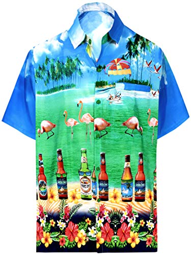 LA LEELA Men's Hawaiian Shirt Summer Beach