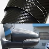 3D Black Carbon Fiber Adhesive Vinyl Overlay Wrap Protector for Interior, Exterior, Dash, Spoiler 3