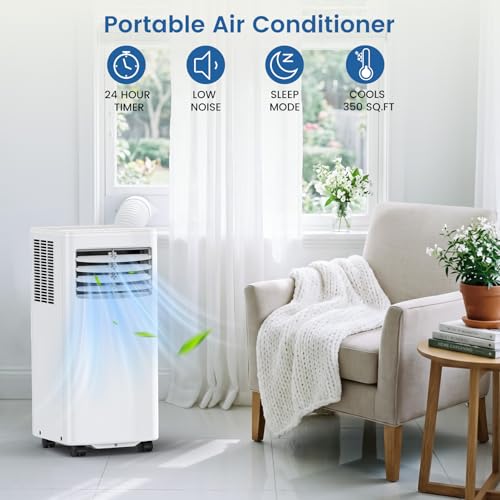 Image of Electactic 8000 BTU Portable Air Conditioner, 4-in-1 AC Unit with Dehumidifier Fan LED Display, Remote Control, Quiet, Sleep Mode, 360 Casters, Window Kit for Room Office Apartment