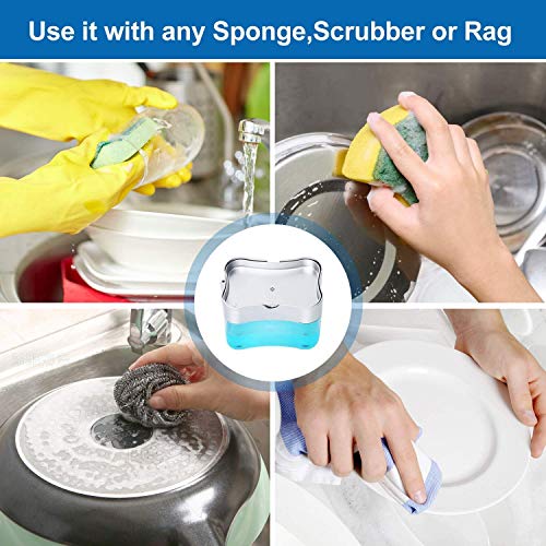 Image of Soap Dispenser - Sponge Holder Dish Sink Dishwashing Liquid Instant Refill Durable 2-in-1 Soap Dispenser with Sponge for Kitchen, Dispenser Soap Pump, Liquid Dish Wash Dispenser(400ml)