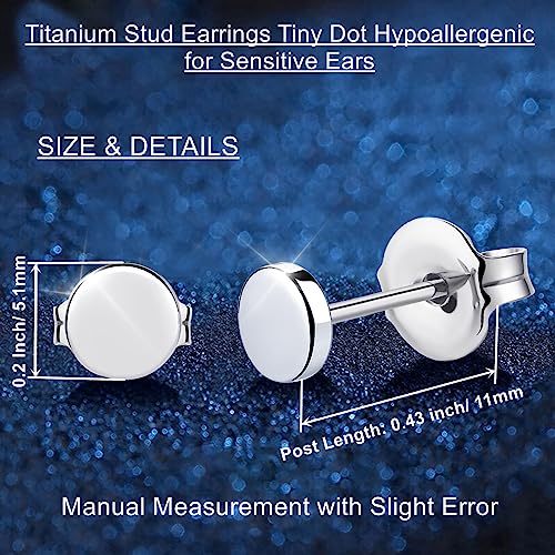 Vgaceti Titanium Earrings Tiny Dot Circle Stud Earrings, Hypoallergenic For Sensitive Ears Women Girls Men, Premium High Polished (Shiny Grey) #TOP2