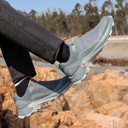 Image of HUMTTO Men's All-Terrain Waterproof Hiking Shoes Lightweight Breathable Anti Slip Outdoor Trekking Trails Shoes