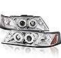 SPEC-D TUNING Halo LED Chrome Housing Clear Lens Projector Headlights Compatible with 1995-1999 Nissan Sentra, 1995-1998 Nissan 200SX Left + Right Pair Headlamps Assembly