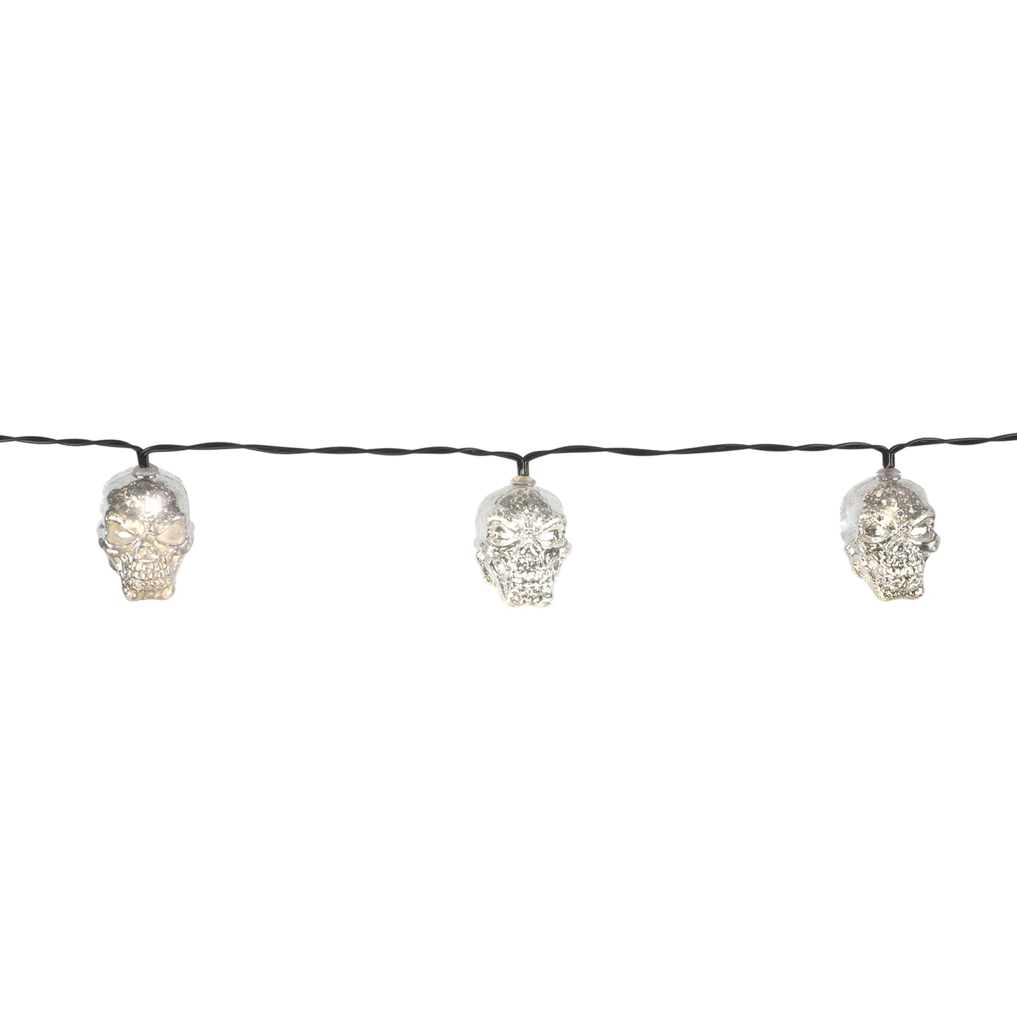 Ashland10ct. Warm White LED Skull Icon String Lights Halloween Lights
