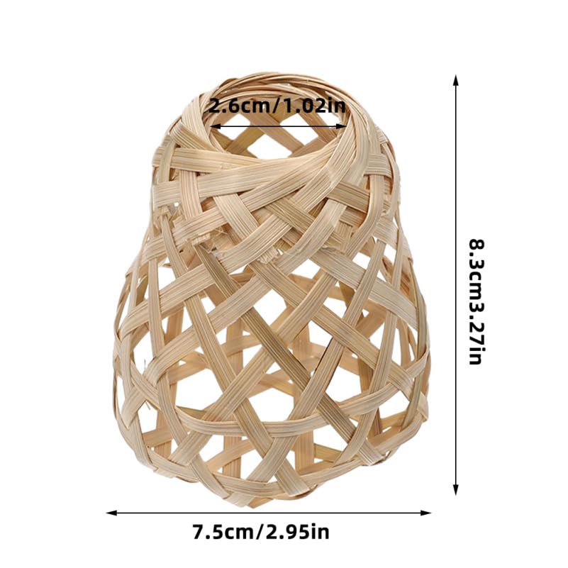 Image of DOITOOL 4-Pack Woven Bamboo Lampshades Rustic Pendant Light Covers 3.5 X 2.8 in Easy Install Compact Lamp Shade Set