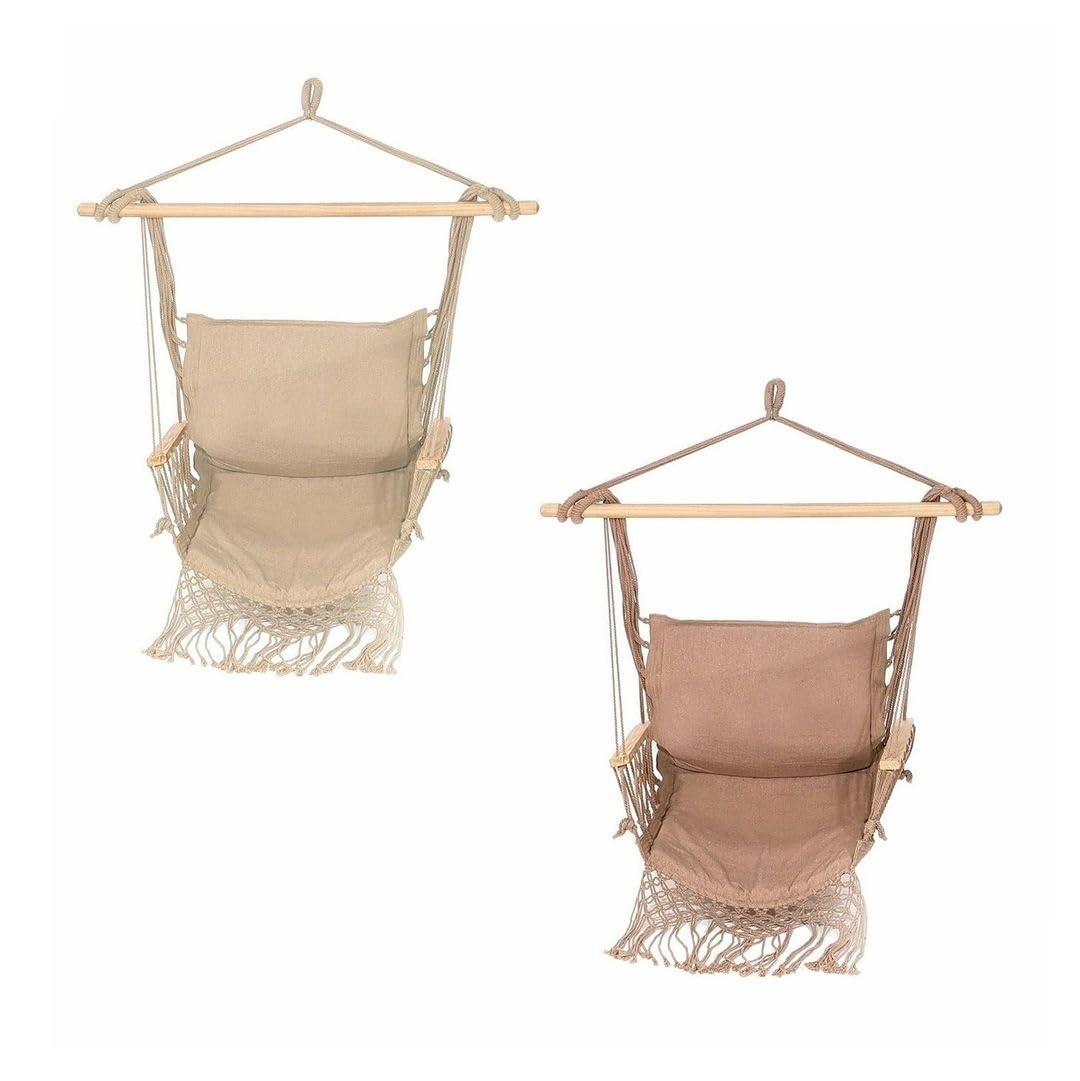 801703 Amaca a Dondolo Sospesa, Poltrona con Frange, Cotone e Poliestere, 100x45 cm, per Interno ed Esterno Colori Assortiti