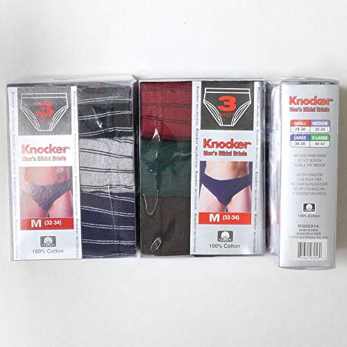 3, 6 & 12 Knocker Mens Bikini Briefs Boxer Underwear Solid, Stripe, TBand S-XL2