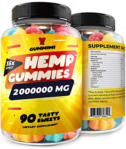 Gummies for Pain, Anxiety, Sleep, Stress Relief, High Potency - Premium Calm Gummy Bears with Oil - 100% Natural - Improves Memory, Focus, Attention - Omega 3, 6, 9 & Vit?mins B, E (1)