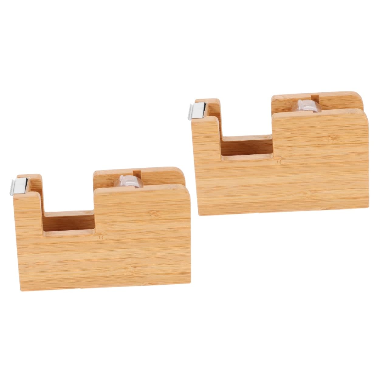 HOMSFOU 2 Pezzi Distributore Nastro Adesivo Portatile Bamboo per Nastro Adesivo per Ufficio e Scuola Design Elegante e Facilita Utilizzo