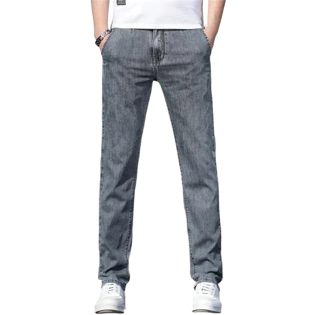 Mens Baggy Soft Casual Jeans Lightweight Stretch Denim Straight Fit for Summerss
