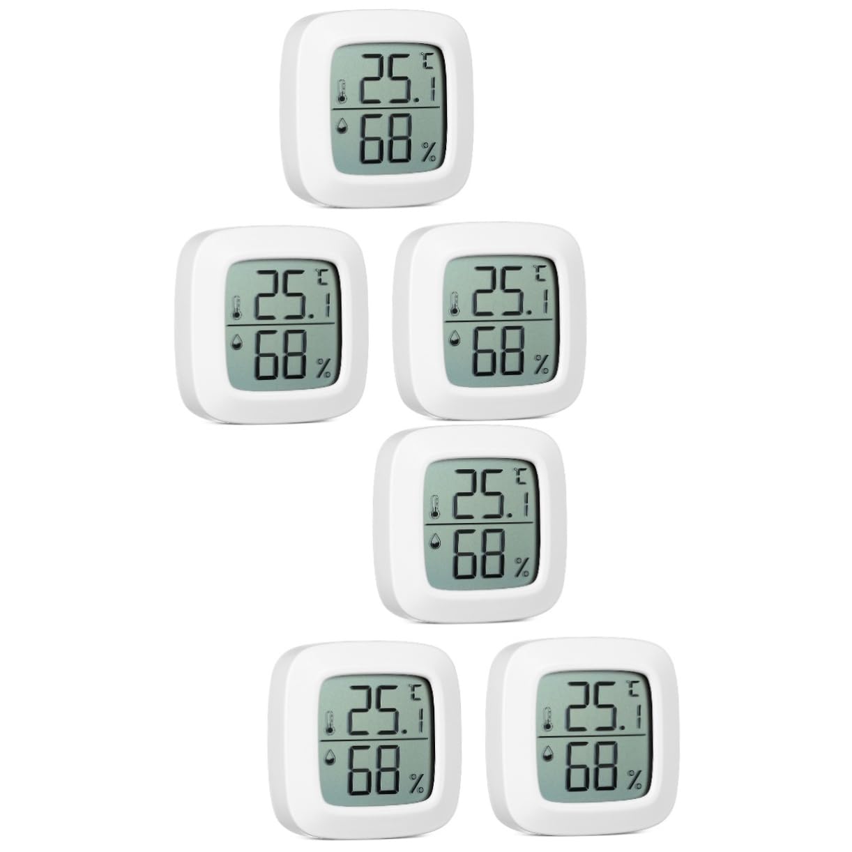 Abaodam 2 Ensembles Thermomètre Hygromètre Salle Petit Hygrometre Interieur Decoration Voiture Moniteurs D'humidité Température Numérique Et Compteur D'humidité Abdos Blanche 3 Pièces * 2