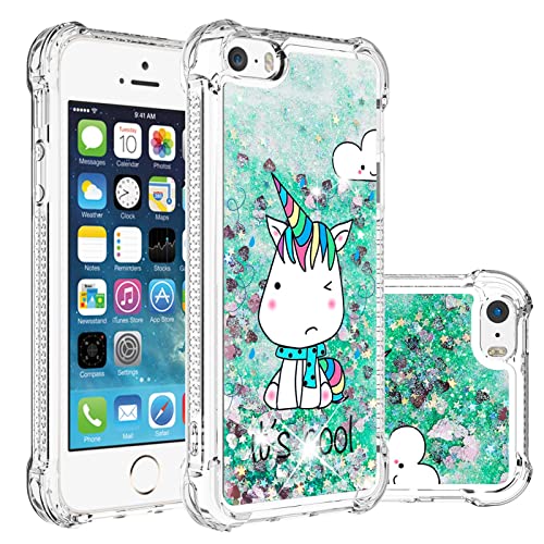 Glänzend Handyhülle für iPhone 5/5s/SE Hülle Flüssig Silber Glitzersand Hülle Durchsichtig Transparent Weich Silikon Cover Lieblich Kreativ Muster Rückschale Schutzhülle für iPhone 5/5s/SE-Einhorn Glänzend Handyhülle für iPhone 5/5s/SE Hülle Flüssig Silber Glitzersand Hülle Durchsichtig Transparent Weich Silikon Cover Lieblich Kreativ Muster Rückschale Schutzhülle für iPhone 5/5s/SE-Einhorn