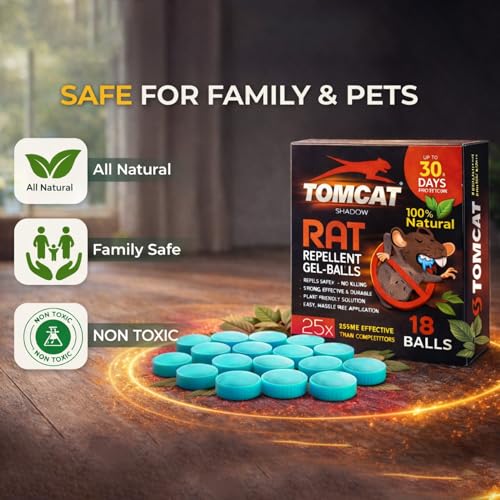Image of Tom Cat Rat & Mouse Repellent Gel Balls | Herbal & Natural Formula | Long-Lasting 30 Days Protection |Eco-Friendly & Safe | For Home, Kitchen, Warehouse, Factory & Office | Pack of 18 |FORMULATION 10X
