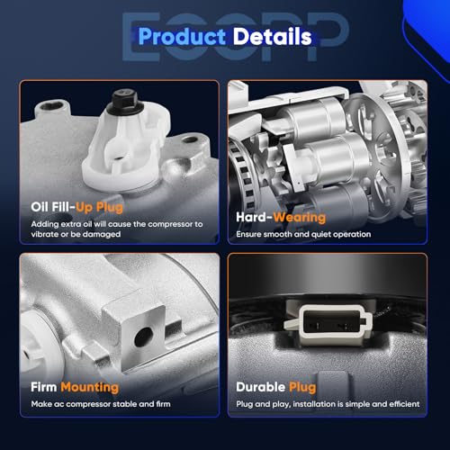 Image of ECCPP AC Compressor for Mercury Villager for Nissan Quest 3.0L 1993-1998 | 4 Grooves Fast Cooling Air Conditioning Compressor FS10