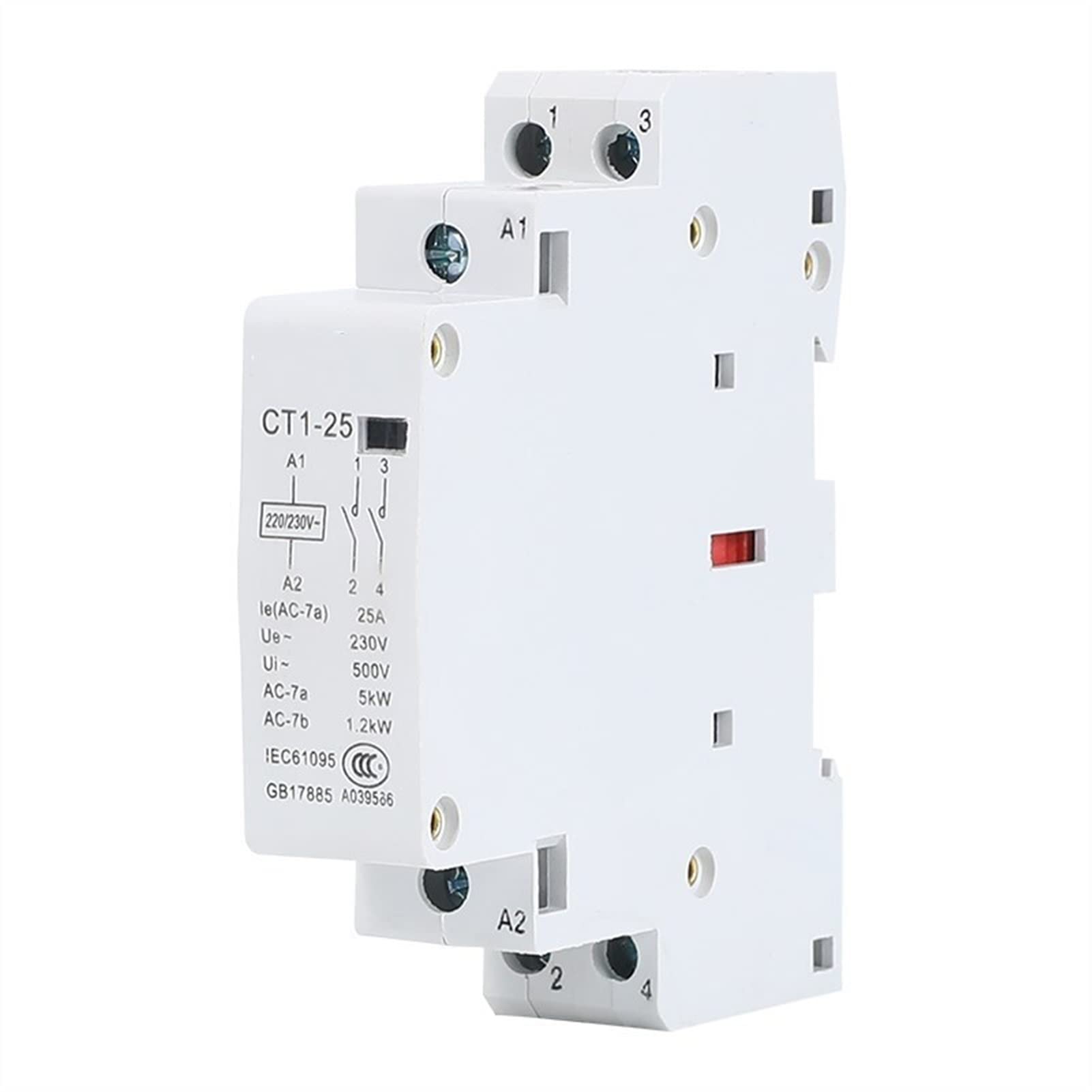 YFHGULBTK Contactor 1pcs ct1-25 2p 25a 220V/230V 50/60Hz Din Rail Household AC Modular Contactors 2no 2nc or 1no 1nc Industrial Electrics(25a 2no)