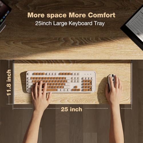 Image of Acrolix 59 inch L Shaped Standing Desk with Shelves Keyboard Tray,Oak