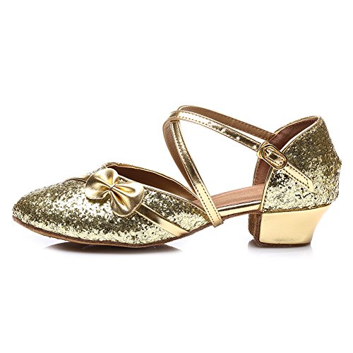 AOQUNFS Toddler Girls Latin Dance Shoes Low Heel Kids Salsa Ballroom Tango Dance Shoes,6072