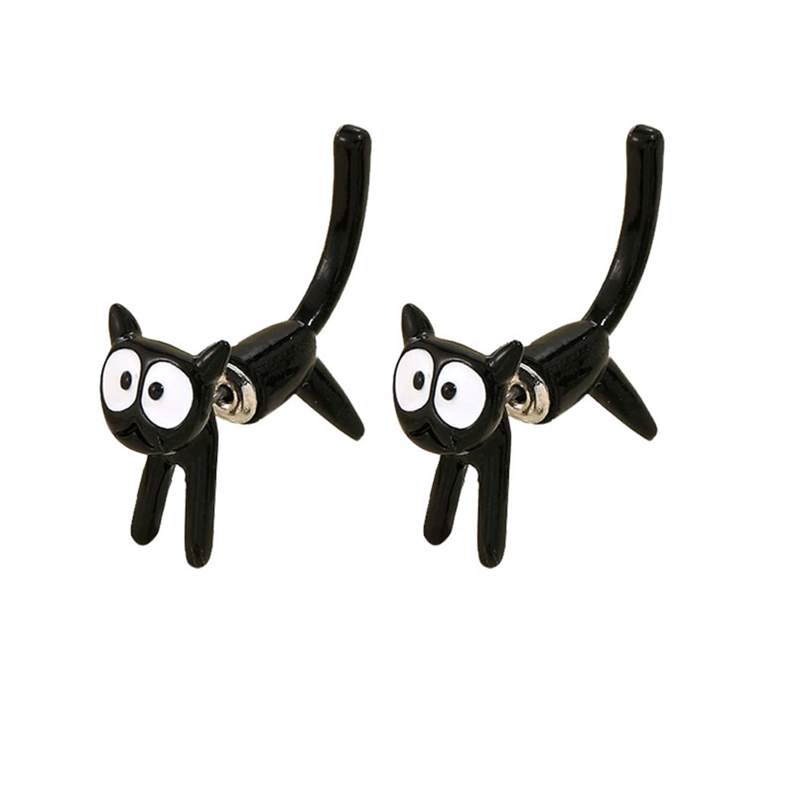 Cute Cartoon Cat Stud Earrings for Women Animal Jewerly Gift Earrings Sweet and Cute Animals Black Cat Clip on Earrings Halloween Decor Cat Stud Earrings-image-24
