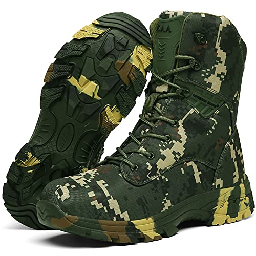 hongrenamz Hiking Boots Mens Trekking Shoes Climbing Shoes Outdoor High Top Lace-Up Backpacking Biking Sports Boots Green-EU42/US8.5