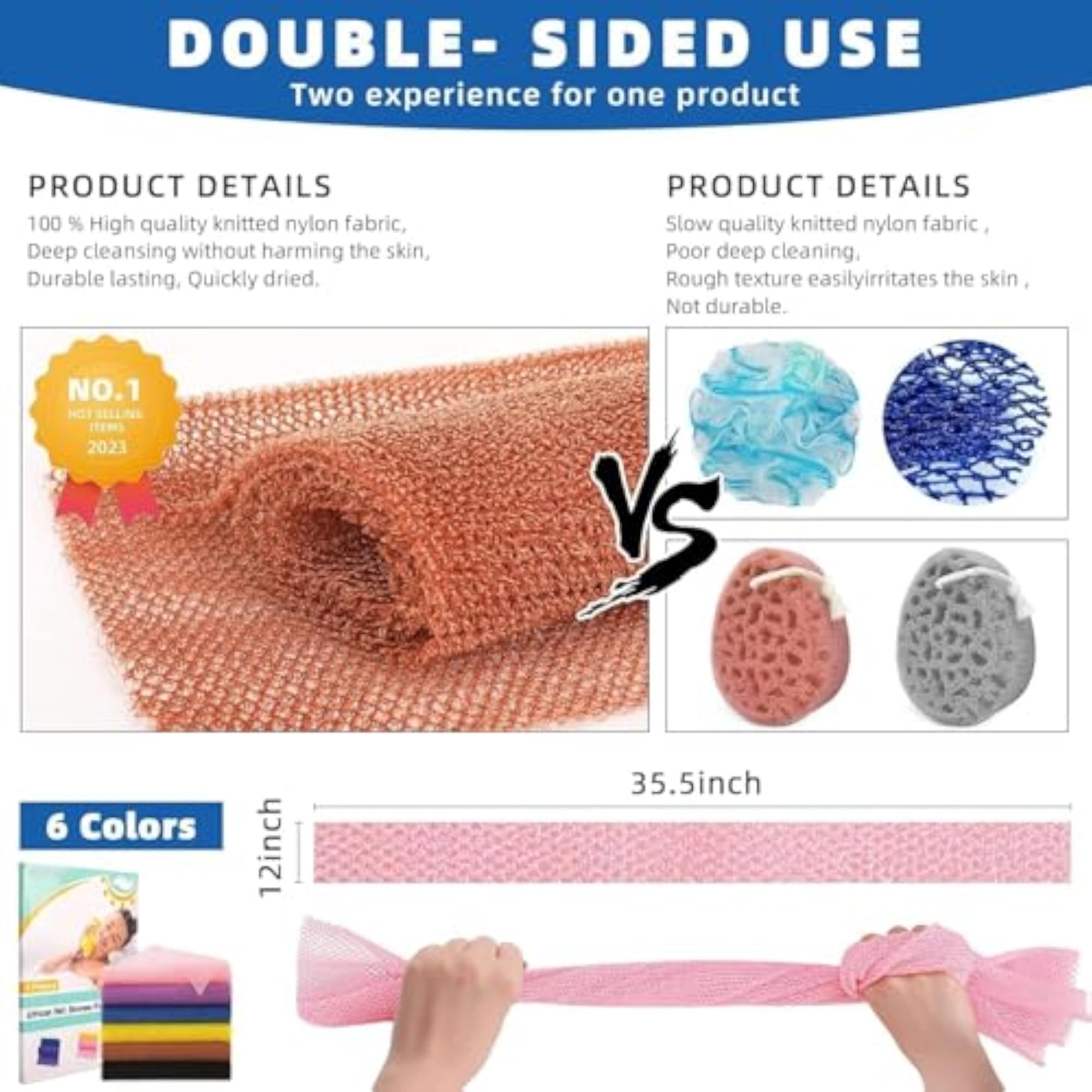 African Net Bath Sponge, Long Loofah Body Scrubber