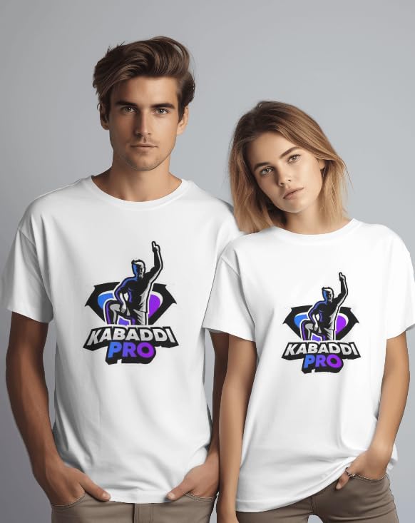 VASAL Unisex Kabaddi T-Shirt for Gym & Sports | Dry Fit Polyester | Round Neck Tee for Men & Women | Sweat-Absorbing Fabric (in, Alpha, 2XL, Regular) White 2
