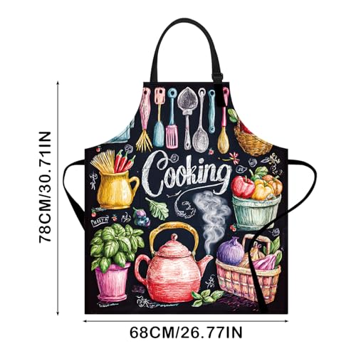 Image of Nuxovilar Cute Cooking Kitchen Apron, 26.77 * 30.7 Inches, Essential for Kitchen Cooking, Baking, Festive Gatherings