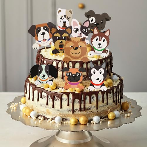 EHDWXVZM 40 Stück Kuchen-Hunde-Einsätze, Kuchen-Dekoration, Cupcake-Topper, Geburtstagszubehör, Dekorative Accessoires