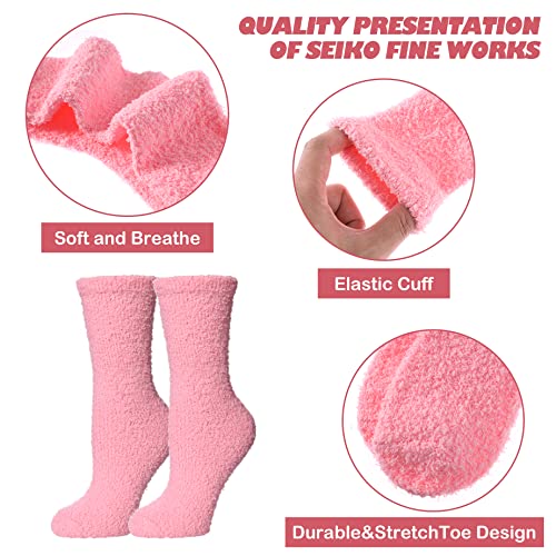 Image of LINEMIN Womens Fuzzy Socks Cozy Fluffy Winter Warm Slipper Socks Microfiber Soft Home Sleeping Socks