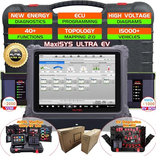 Autel MaxiSys Ultra EV OBD2 Scanner, 2025 Top EV Lntelligent Diagnostic Scan Tool, Upgrade of Autel Ultra / MS919 / MS909, with EVDiag Kit, High-Voltage System & Battery Pack Analysis, ECU Programming